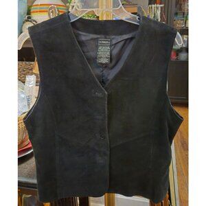 WT #2009 Womens Medium Suede Leather Outbrook Black Vest